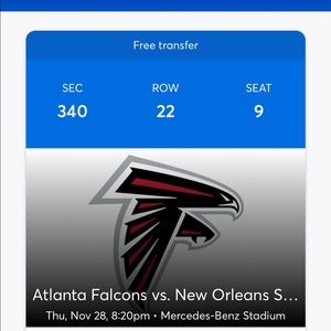 My saints vs Falcons Thanksgiving game ticket